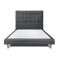 Sommeil De Plomb Lit avec tête de lit capitonnée velours et sommier - Lit en bois massif Discount
