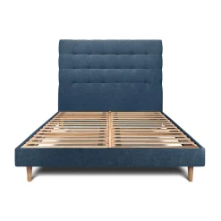 Sommeil De Plomb Lit avec tête de lit capitonnée tissu et sommier kit - Lit en bois massif Online