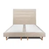 Sommeil De Plomb Lit avec tête de lit capitonnée tissu et sommier tapissier - Lit en bois massif