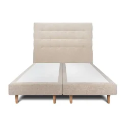 Sommeil De Plomb Lit avec tête de lit capitonnée tissu et sommier tapissier - Lit en bois massif