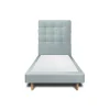 Sommeil De Plomb Lit avec tête de lit capitonnée velours et sommier - Lit en bois massif Outlet