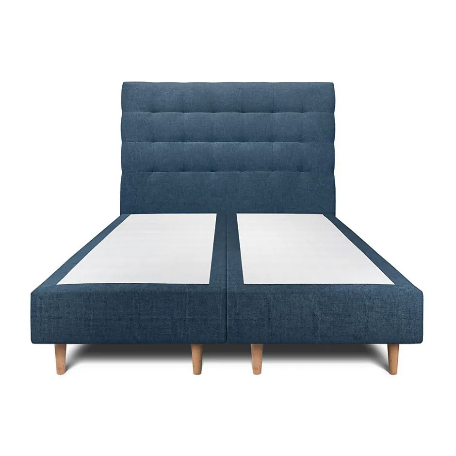 Sommeil De Plomb Lit avec tête de lit capitonnée tissu et sommier tapissier - Lit en bois massif