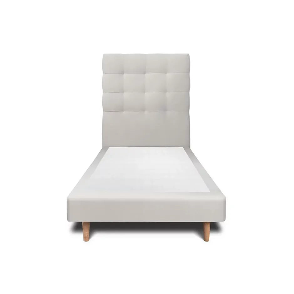 Sommeil De Plomb Lit avec tête de lit capitonnée velours et sommier - Lit en bois massif Sale