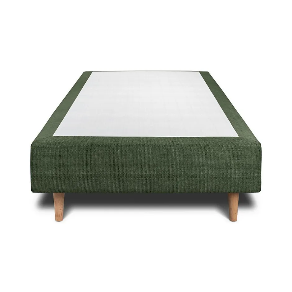 Sommeil De Plomb Lit avec tête de lit capitonnée tissu et sommier tapissier - Lit en bois massif