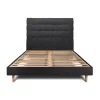 Sommeil De Plomb Lit avec tête de lit capitonnée tissu et sommier kit - Lit en bois massif
