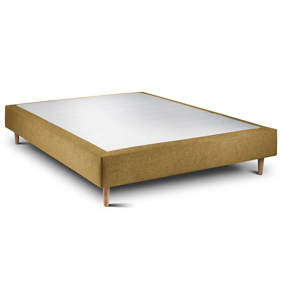 Sommeil De Plomb Lit avec tête de lit capitonnée tissu et sommier tapissier - Lit en bois massif