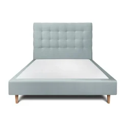Sommeil De Plomb Lit avec tête de lit capitonnée velours et sommier - Lit en bois massif