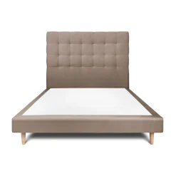 Sommeil De Plomb Lit avec tête de lit capitonnée velours et sommier - Lit en bois massif