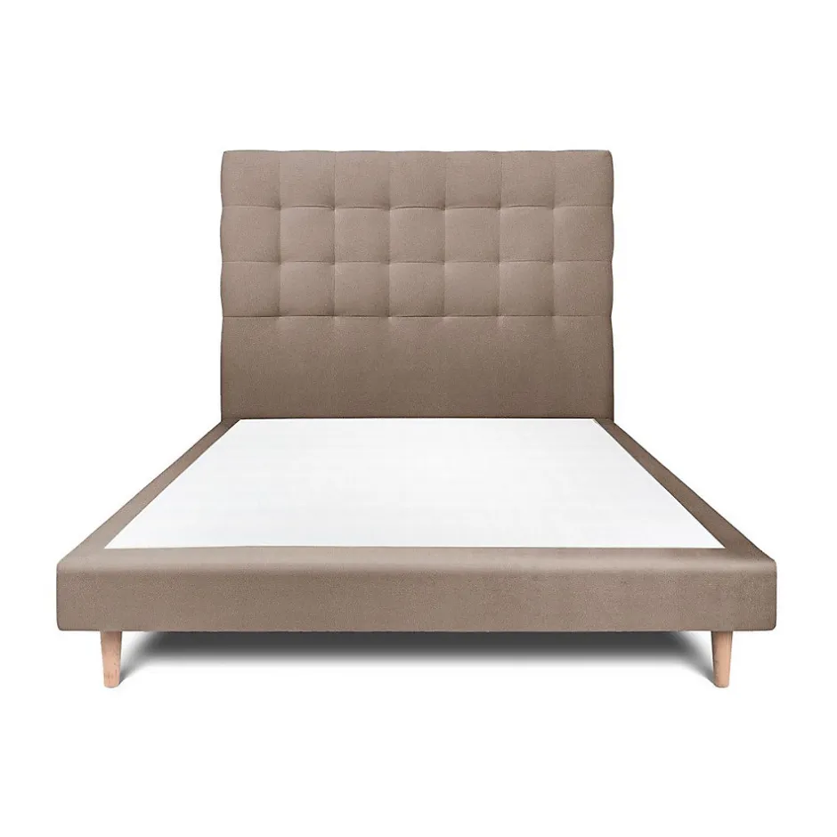 Sommeil De Plomb Lit avec tête de lit capitonnée velours et sommier - Lit en bois massif