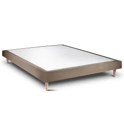 Sommeil De Plomb Lit avec tête de lit capitonnée velours et sommier - Lit en bois massif