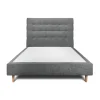 Sommeil De Plomb Lit avec tête de lit capitonnée tissu et sommier tapissier - Lit en bois massif