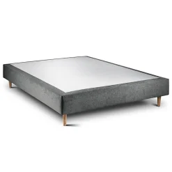 Sommeil De Plomb Lit avec tête de lit capitonnée tissu et sommier tapissier - Lit en bois massif