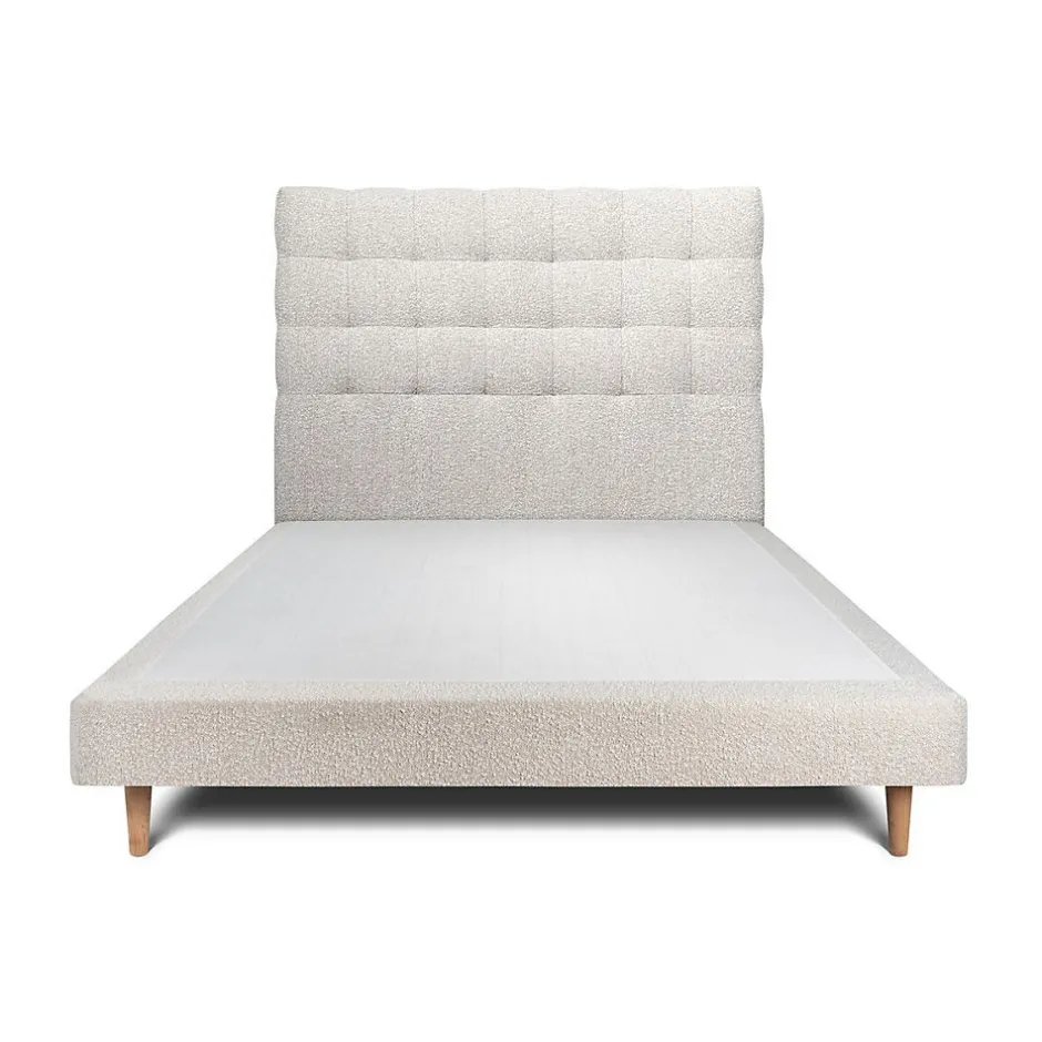 Sommeil De Plomb Lit avec tête de lit capitonnée et sommier tapissier - Lit en bois massif Online