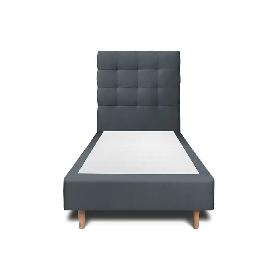 Sommeil De Plomb Lit avec tête de lit capitonnée velours et sommier - Lit en bois massif Online