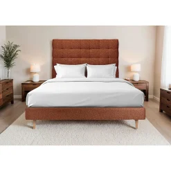 Sommeil De Plomb Lit avec tête de lit capitonnée et sommier tapissier - Lit en bois massif Clearance