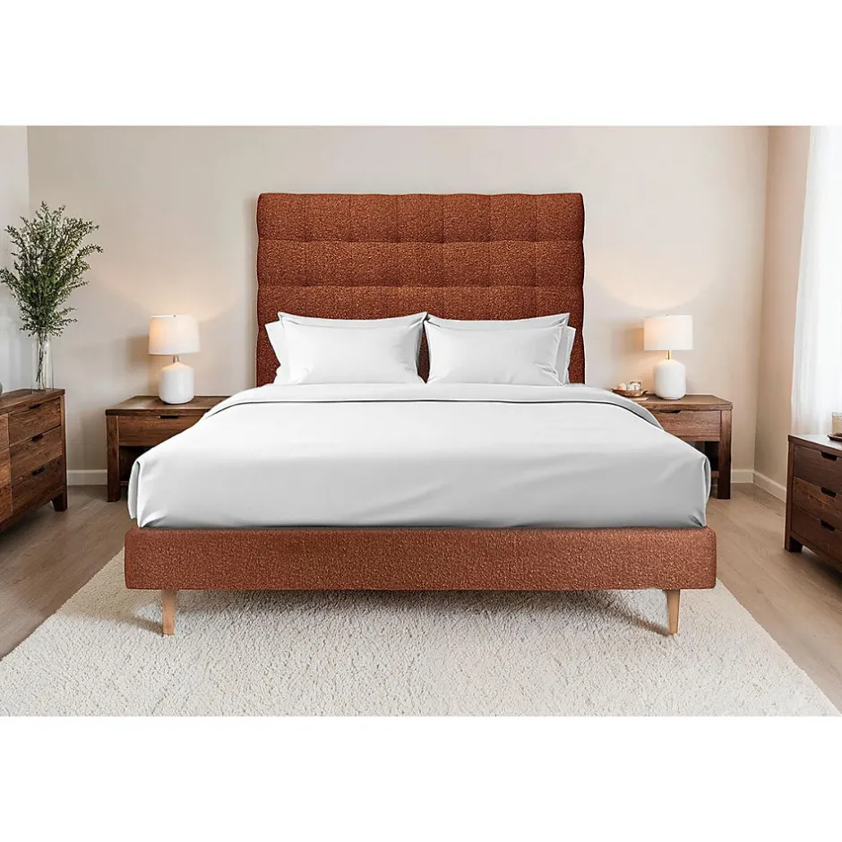 Sommeil De Plomb Lit avec tête de lit capitonnée et sommier tapissier - Lit en bois massif Clearance