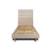 Sommeil De Plomb Lit avec tête de lit capitonnée tissu et sommier kit - Lit en bois massif