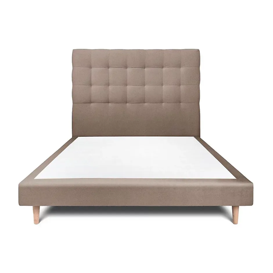 Sommeil De Plomb Lit avec tête de lit capitonnée velours et sommier - Lit en bois massif Online