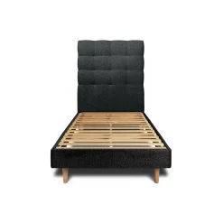Sommeil De Plomb Lit avec tête de lit capitonnée et sommier kit - Lit en bois massif Discount