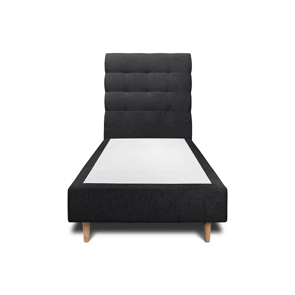 Sommeil De Plomb Lit avec tête de lit capitonnée tissu et sommier tapissier - Lit en bois massif New