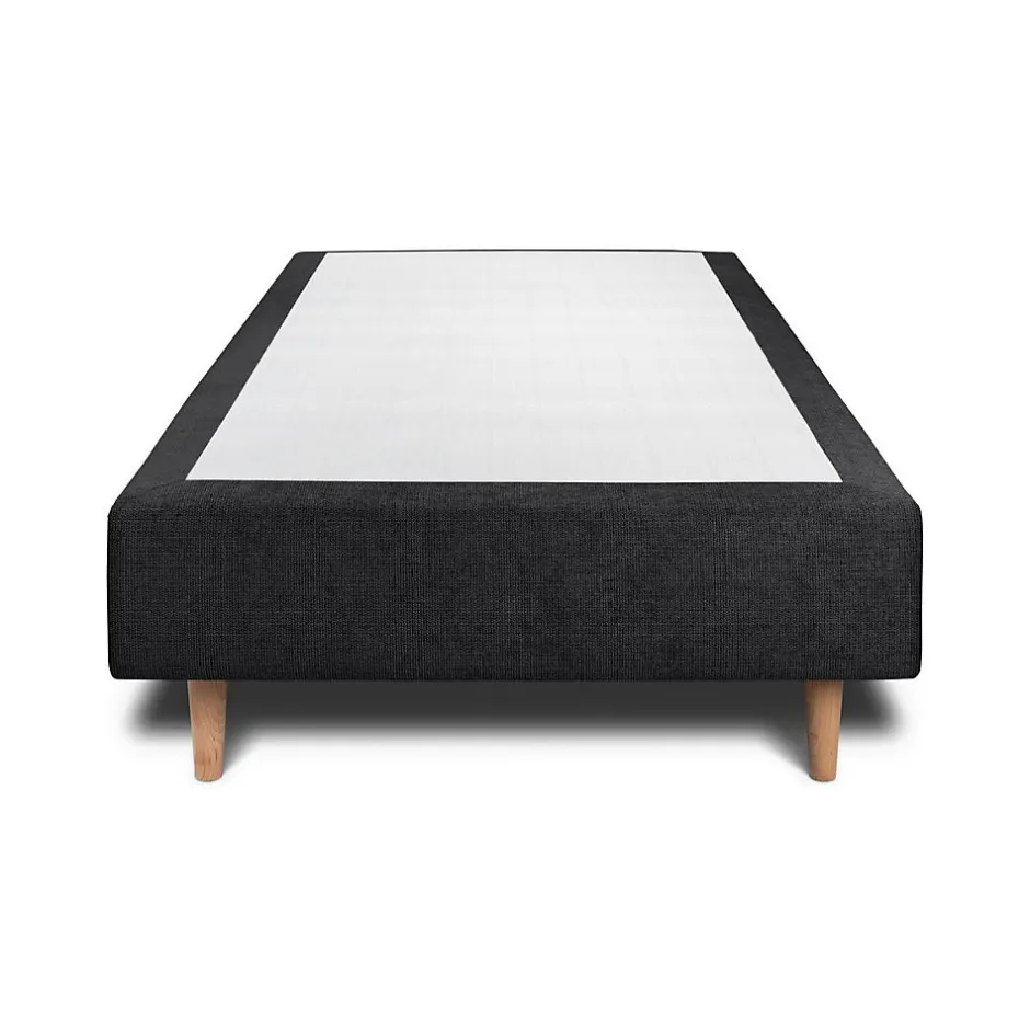 Sommeil De Plomb Lit avec tête de lit capitonnée tissu et sommier tapissier - Lit en bois massif New
