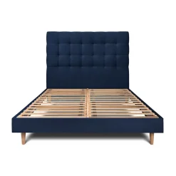 Sommeil De Plomb Lit avec tête de lit capitonnée velours et sommier kit - Lit en bois massif Discount