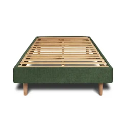 Sommeil De Plomb Lit avec tête de lit capitonnée tissu et sommier kit - Lit en bois massif Hot
