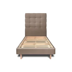 Sommeil De Plomb Lit avec tête de lit capitonnée velours et sommier kit - Lit en bois massif Best