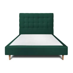 Sommeil De Plomb Lit avec tête de lit capitonnée velours et sommier - Lit en bois massif