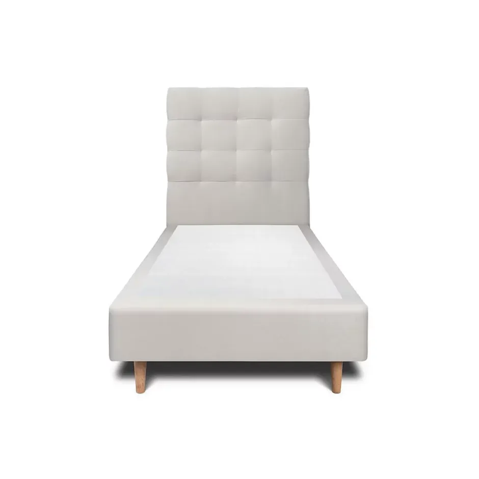 Sommeil De Plomb Lit avec tête de lit capitonnée velours et sommier - Lit en bois massif Sale