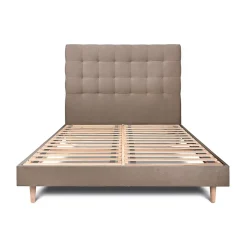 Sommeil De Plomb Lit avec tête de lit capitonnée velours et sommier kit - Lit en bois massif Online