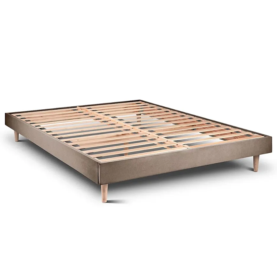Sommeil De Plomb Lit avec tête de lit capitonnée velours et sommier kit - Lit en bois massif Online