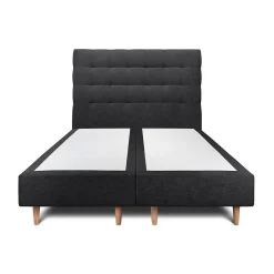 Sommeil De Plomb Lit avec tête de lit capitonnée tissu et sommier tapissier - Lit en bois massif