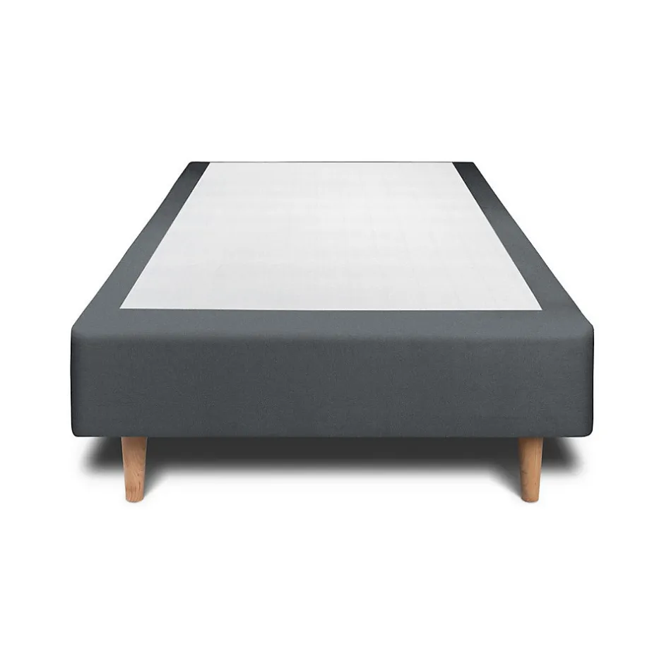 Sommeil De Plomb Lit avec tête de lit capitonnée velours et sommier - Lit en bois massif