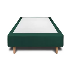Sommeil De Plomb Lit avec tête de lit capitonnée velours et sommier - Lit en bois massif