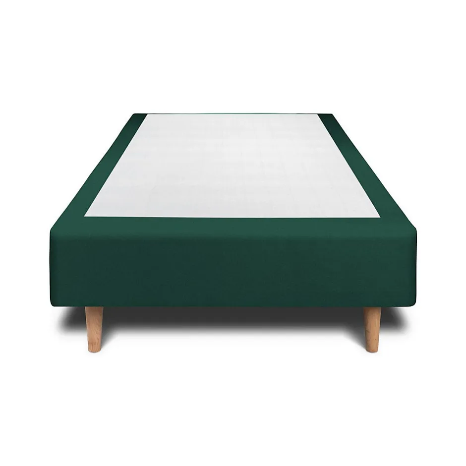 Sommeil De Plomb Lit avec tête de lit capitonnée velours et sommier - Lit en bois massif
