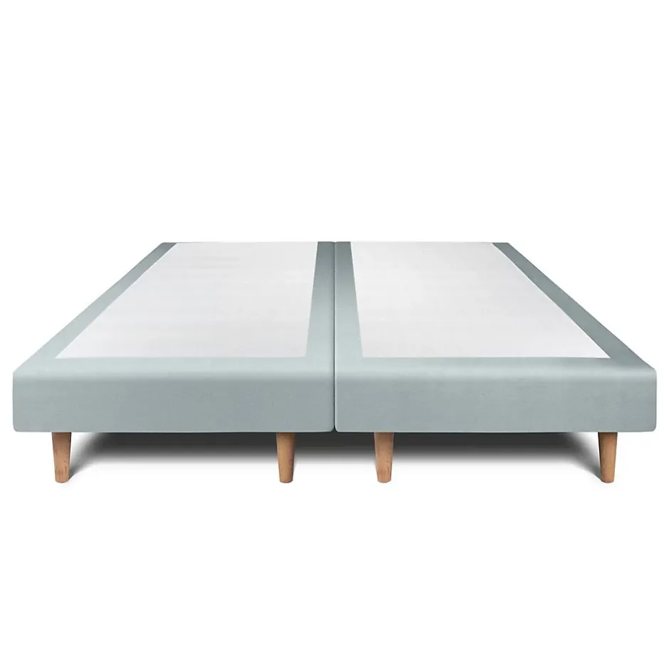 Sommeil De Plomb Lit avec tête de lit capitonnée velours et sommier - Lit en bois massif Sale