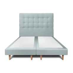 Sommeil De Plomb Lit avec tête de lit capitonnée velours et sommier - Lit en bois massif Sale