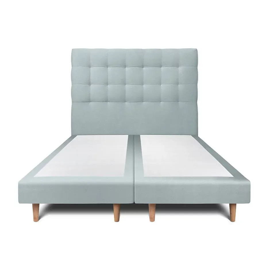 Sommeil De Plomb Lit avec tête de lit capitonnée velours et sommier - Lit en bois massif Sale