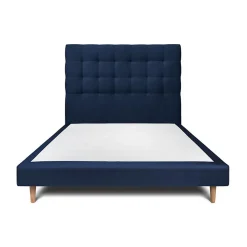 Sommeil De Plomb Lit avec tête de lit capitonnée velours et sommier - Lit en bois massif