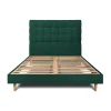 Sommeil De Plomb Lit avec tête de lit capitonnée velours et sommier kit - Lit en bois massif