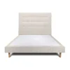 Sommeil De Plomb Lit avec tête de lit capitonnée tissu et sommier tapissier - Lit en bois massif
