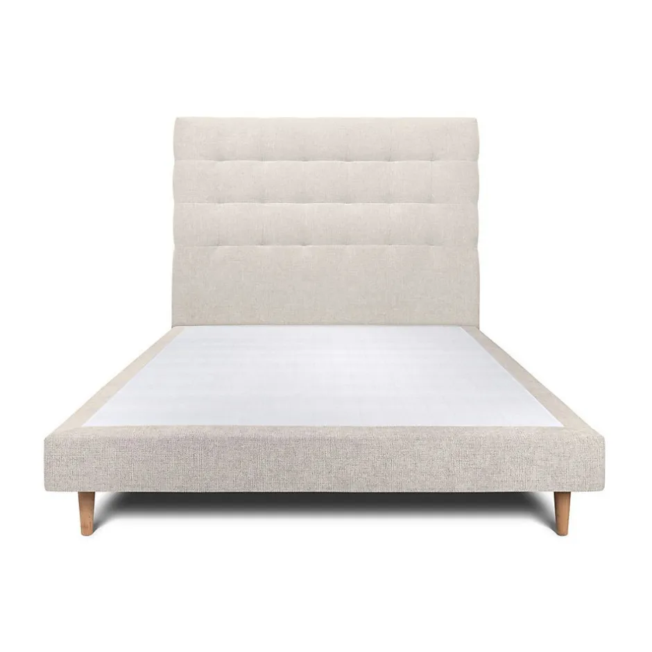 Sommeil De Plomb Lit avec tête de lit capitonnée tissu et sommier tapissier - Lit en bois massif