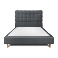 Sommeil De Plomb Lit avec tête de lit capitonnée velours et sommier - Lit en bois massif
