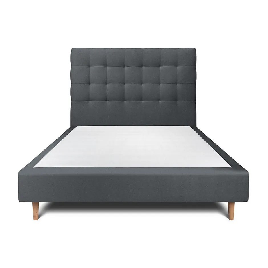 Sommeil De Plomb Lit avec tête de lit capitonnée velours et sommier - Lit en bois massif