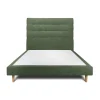 Sommeil De Plomb Lit avec tête de lit capitonnée tissu et sommier tapissier - Lit en bois massif