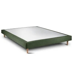 Sommeil De Plomb Lit avec tête de lit capitonnée tissu et sommier tapissier - Lit en bois massif