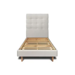 Sommeil De Plomb Lit avec tête de lit capitonnée velours et sommier kit - Lit en bois massif