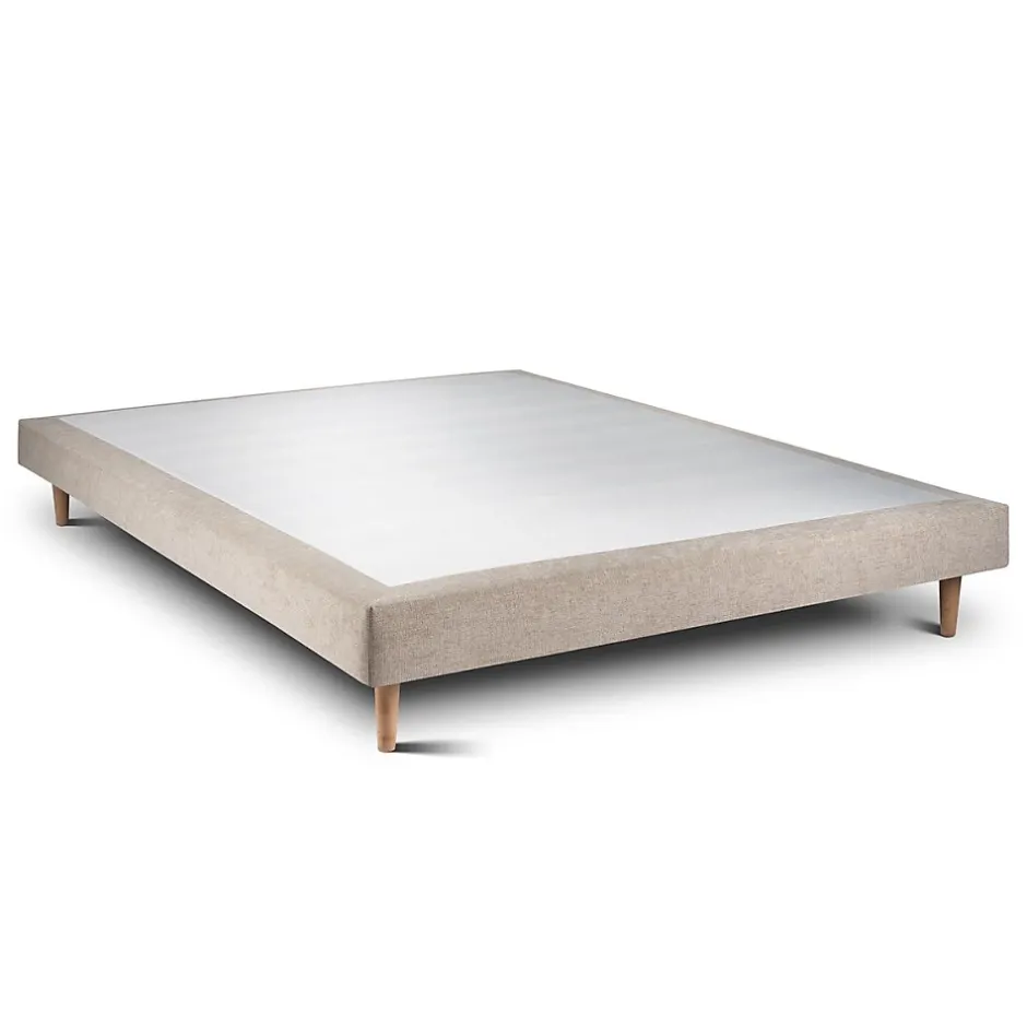 Sommeil De Plomb Lit avec tête de lit capitonnée tissu et sommier tapissier - Lit en bois massif Outlet