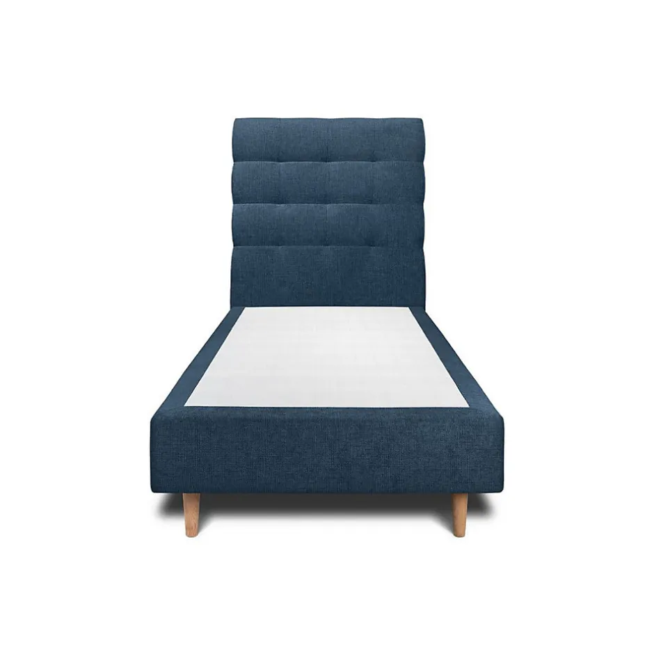 Sommeil De Plomb Lit avec tête de lit capitonnée tissu et sommier tapissier - Lit en bois massif